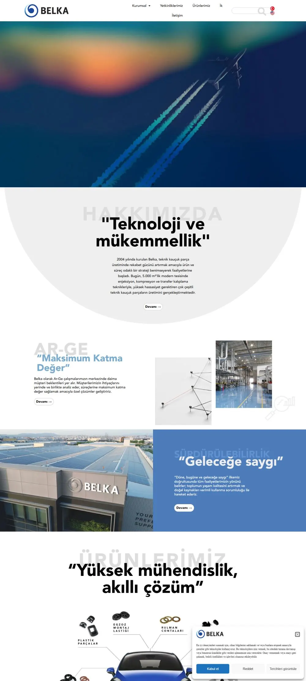 Belka web sitesi tasarımı — Teknik kauçuk
