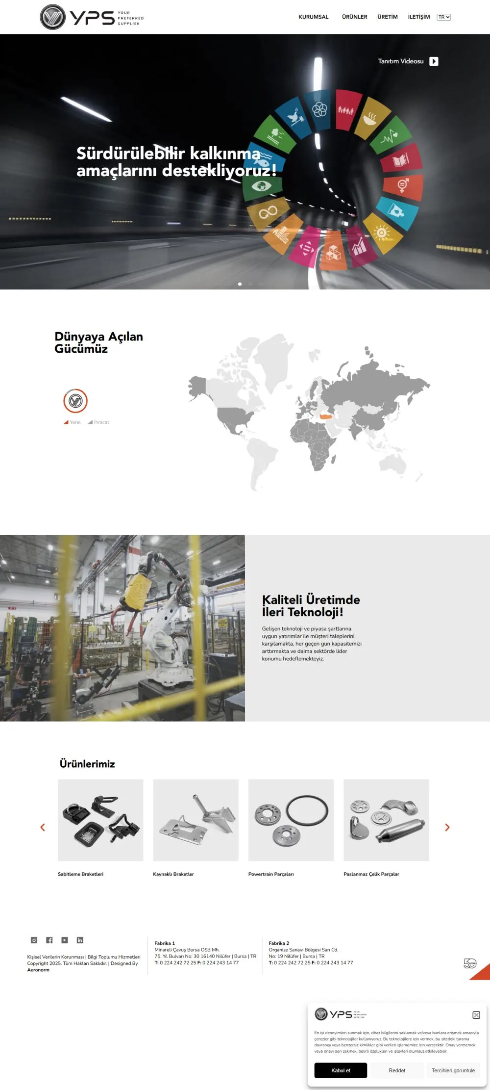 YPS web sitesi tasarımı — Otomotiv yan sanayi